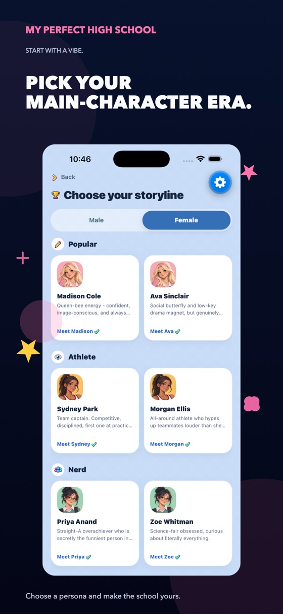 Choose your storyline: popular, athlete or nerd personas